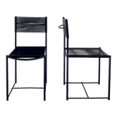 Pair of Italian Chairs in Black Metal and Scooby, produced by Pluri Bergamo, 1980