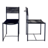 Paire de chaises italiennes en métal noir et scooby, produite par pluri bergamo, 1980