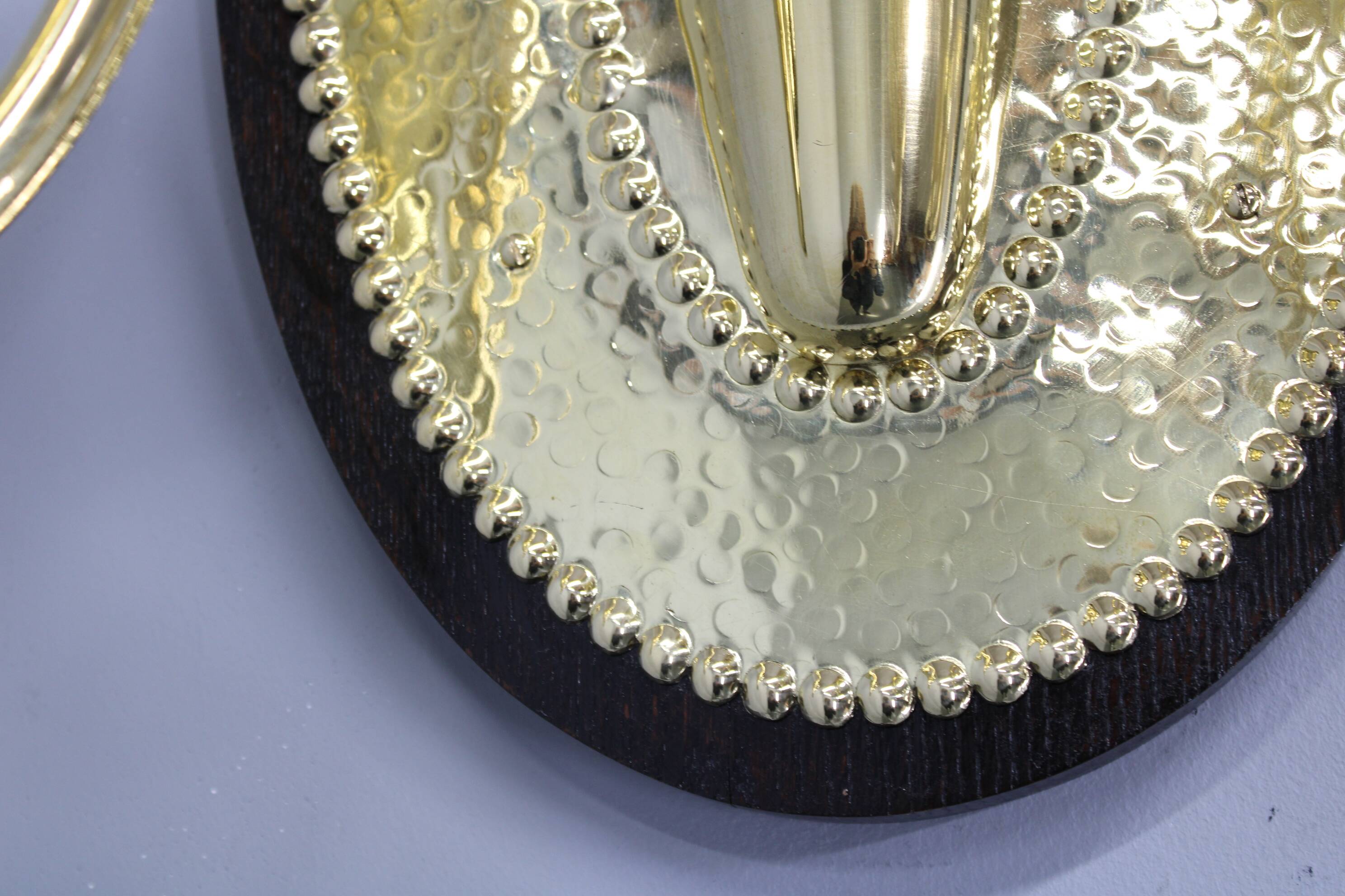 Art Nouveau brass wall sconces Hoffmann style, 1920s