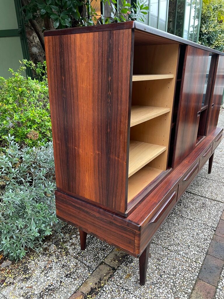 Scandinavian high rosewood sideboard by Johannes Andersen edited by Samcom