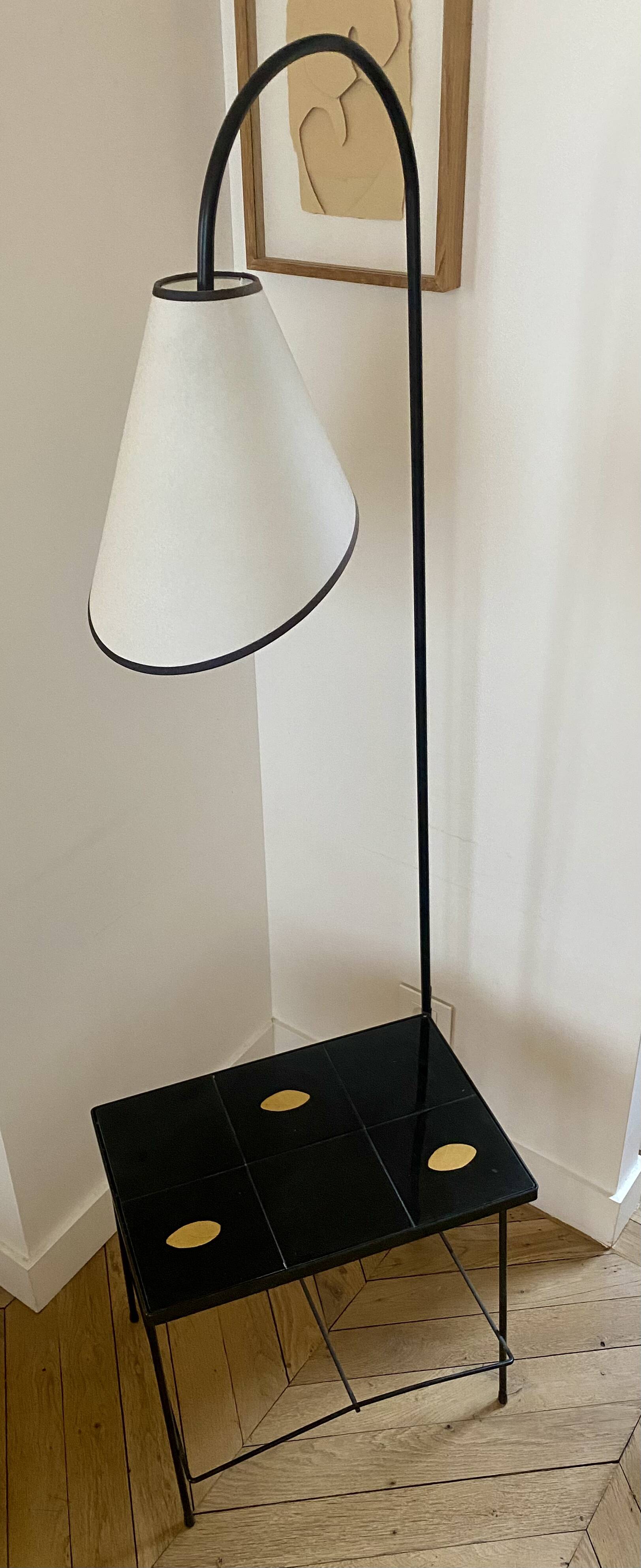 Vintage floor lamp with shelf