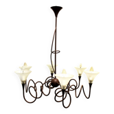 Modern metal chandelier, 6 lights.
