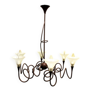 Lustre moderne en métal, 6 feux.