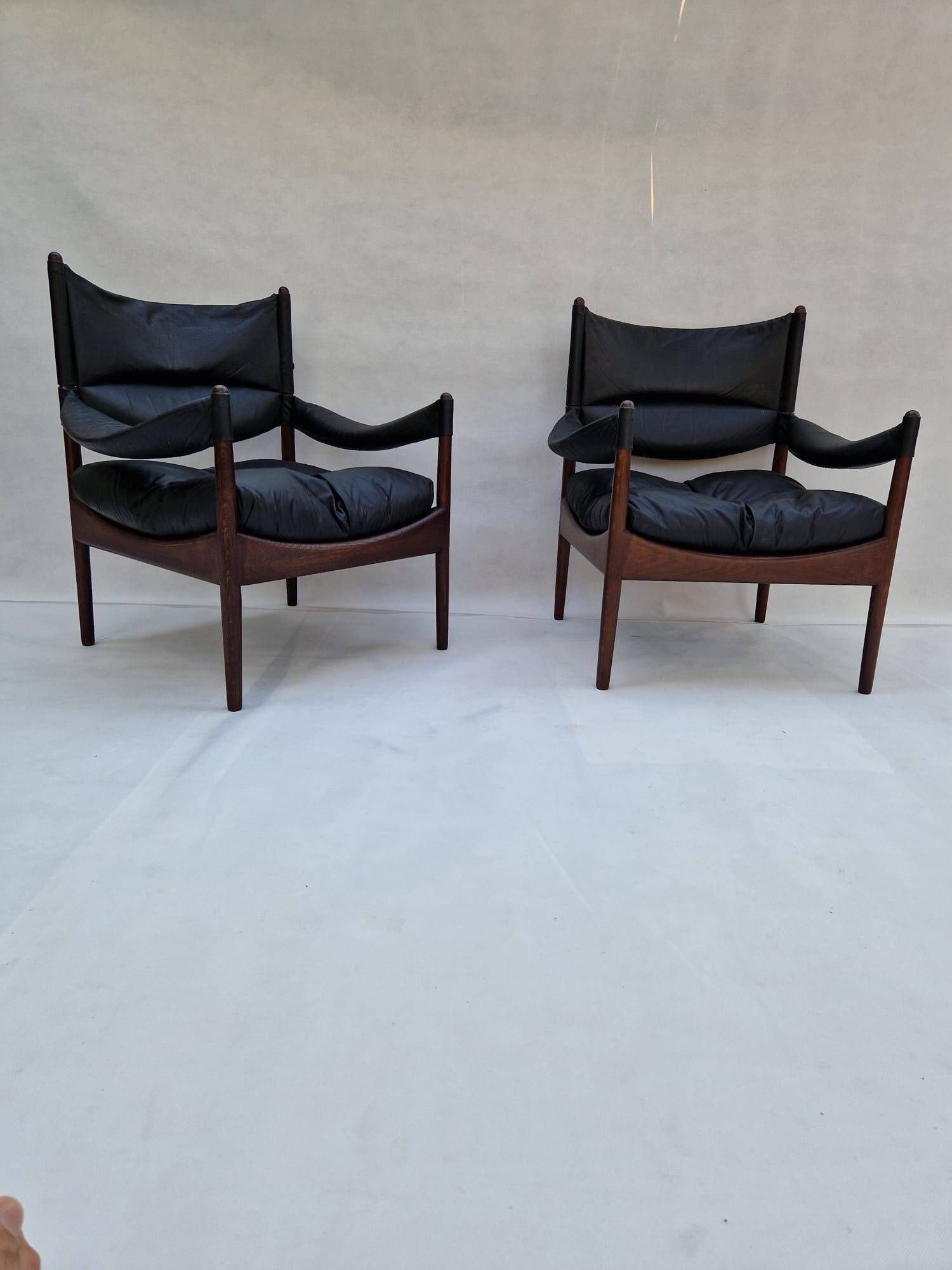 Modus armchairs in rosewood and leather by Kristian Vedel for Søren Willadsen, 2 pcs.