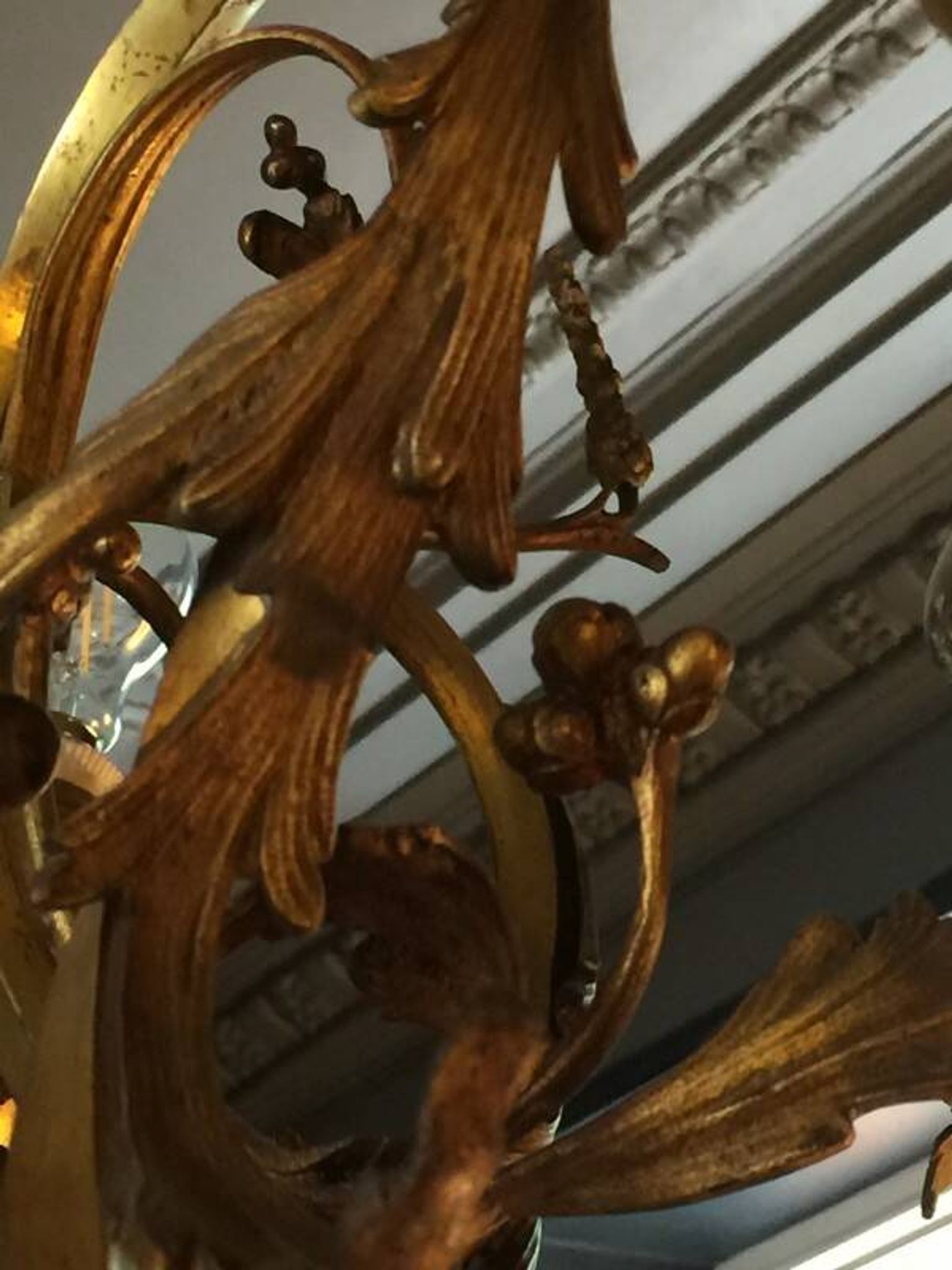 Napoleon III bronze chandelier, Louis XV style, baroque rocaille twist, 189