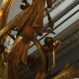 Napoleon III bronze chandelier, Louis XV style, baroque rocaille twist, 189