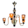 Venetian chandelier in gold and dark blue Murano glass, 5 light arms, circa 1960
