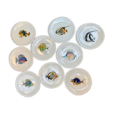 Series of 9 Gien fish plates