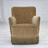 1970s, Danish armchair, light green furniture velour.