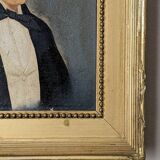 Oil on panel, old portrait, gilded wooden frame, country decoration