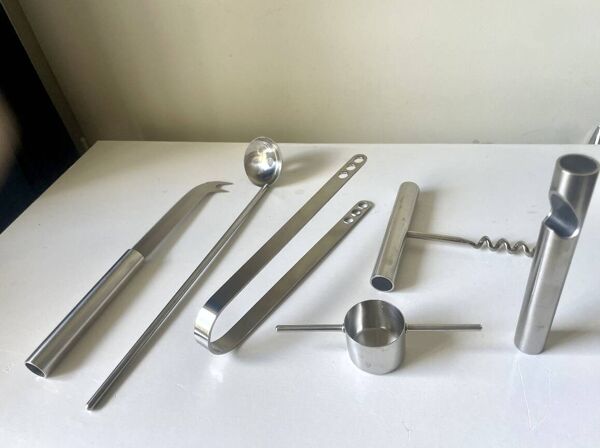 Vintage Stelton Bar Set Design Arne Jacobsen 6 pcs ensemble Design danois