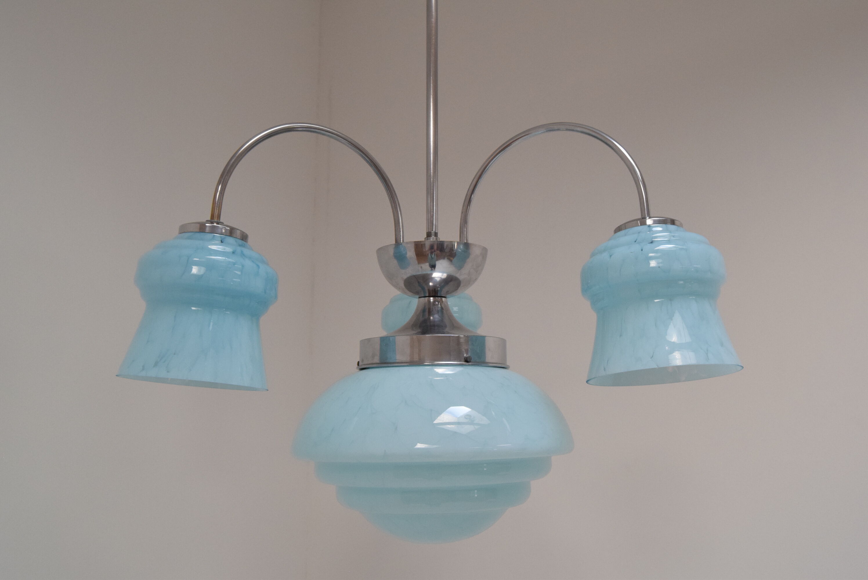 Art deco chrome chandelier 1930's