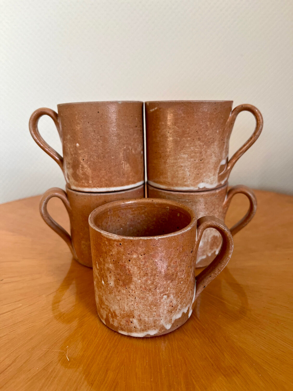 Lot de 5 tasses à café en grès vintage