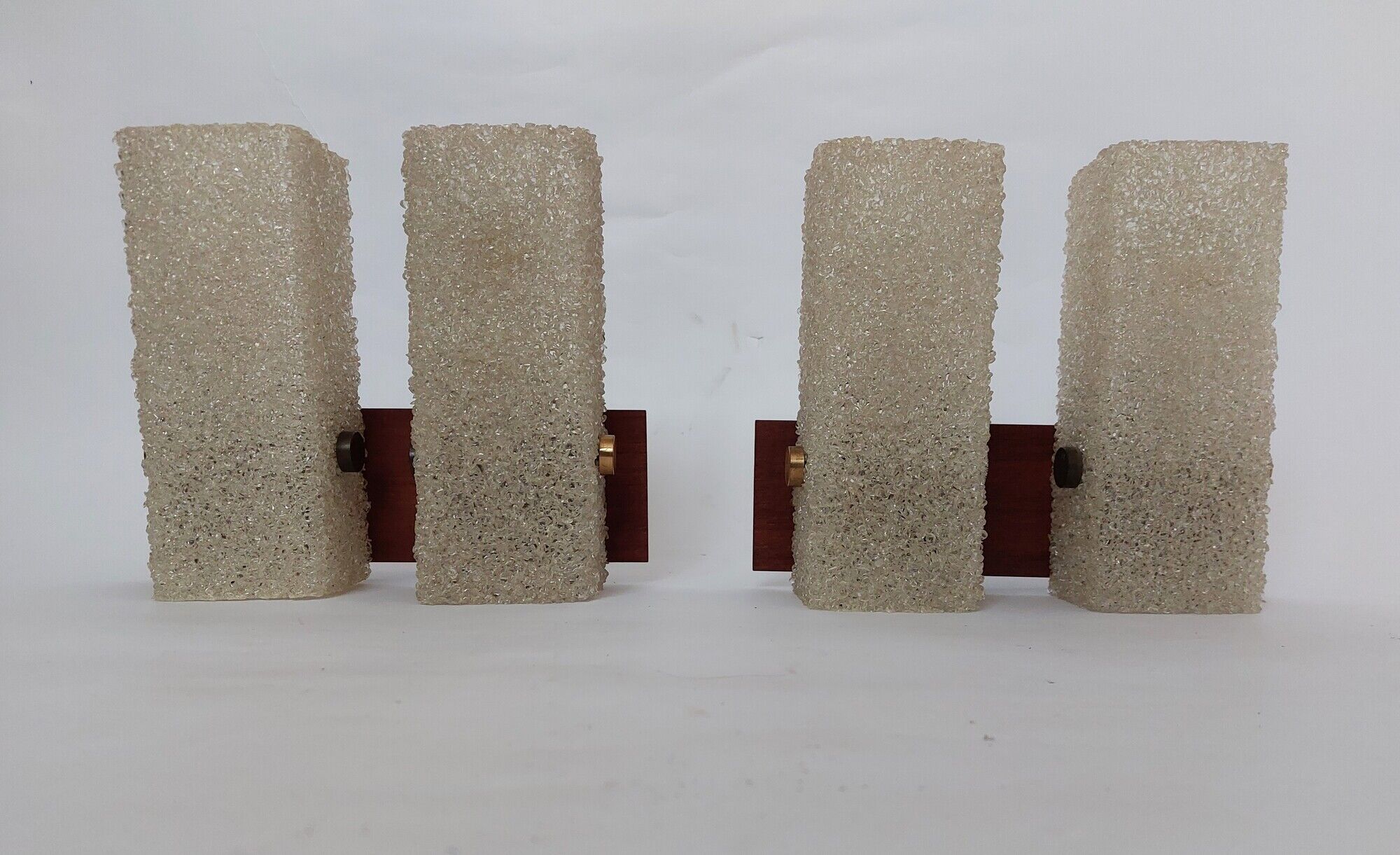 Pair of Scandinavian wall lamps, metal, teak and perspex 1960 vintage