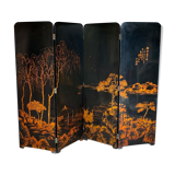 Lacquer screen 1900 4 leaves china tops