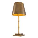 Pair of patinated brass table lamps with bamboo decoration.