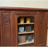 Antique Art Nouveau walnut bookcase