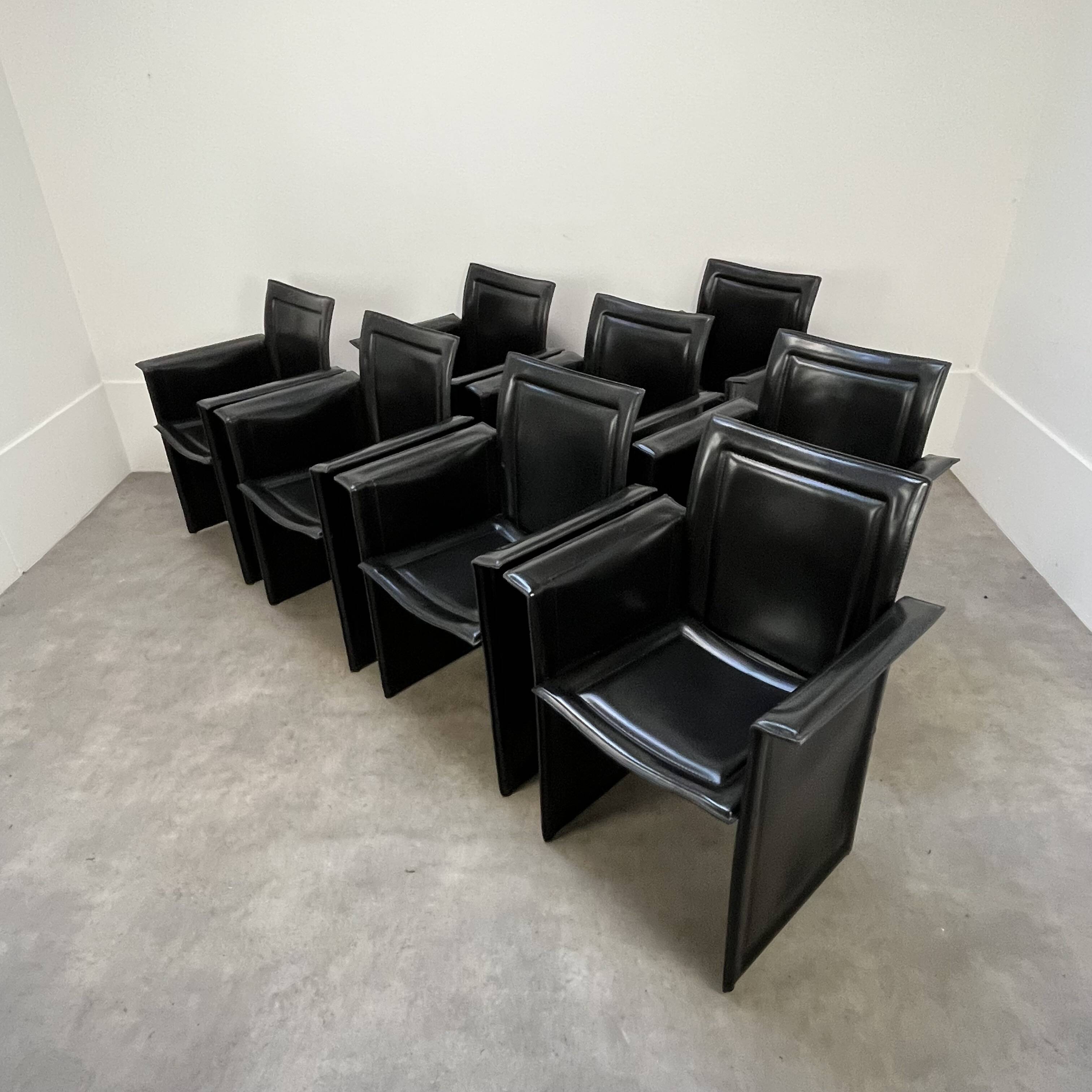 8 style Korium leather chairs in the style of Matteo Grassi