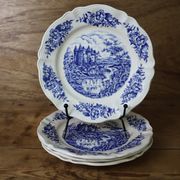 4 vintage Sarreguemines Castle model dessert plates