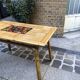 Vintage bamboo, rattan and Vallauris tiles table