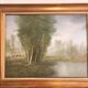 Old Oil Painting Canvas Pastoral Landscape Cow Gérard Roux