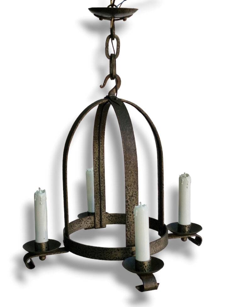 Wrought iron hanging chandelier from the 1950s