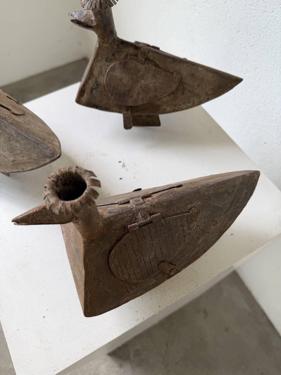 Series of three brutalist Folk Art candle holders