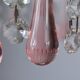 chandelier glass stamps, pink glass drops.