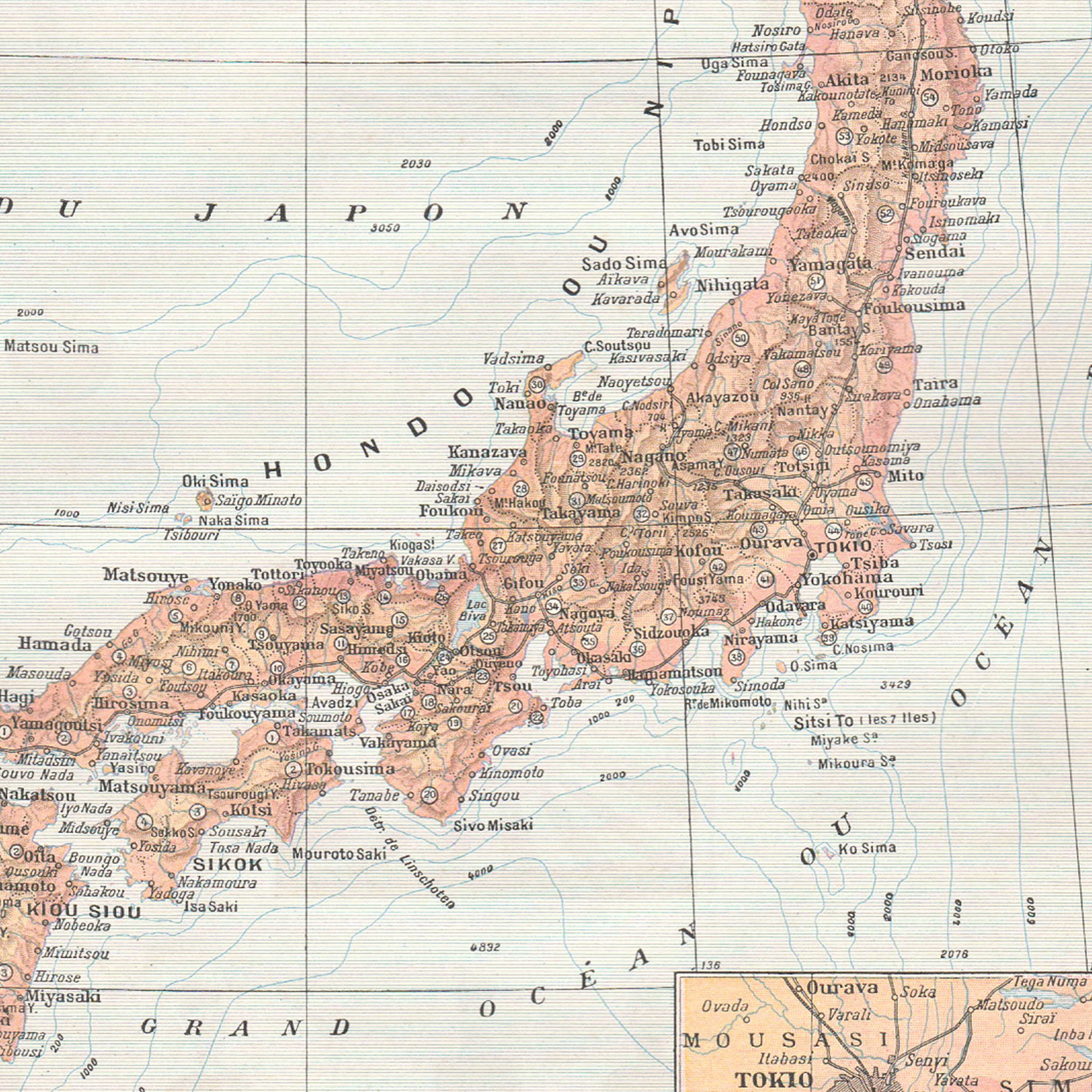 Old map of Japan 1897
