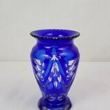 Cobalt blue crystal vase, Czechoslovakia