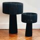 Minimalist black raffia bedside lamp size L