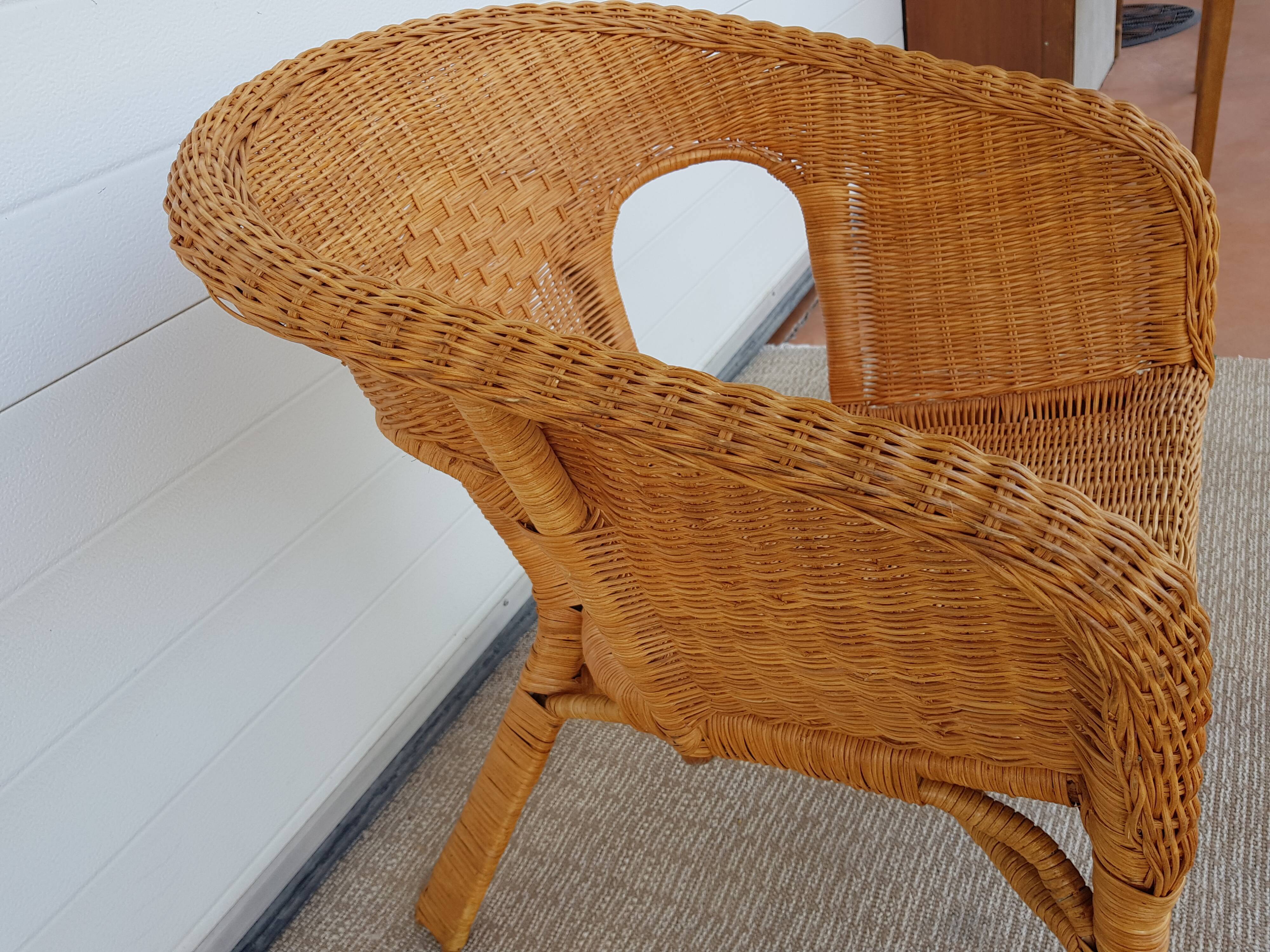 Old 50s 60s chair in Bamboo, Rotin and Vintage Osier