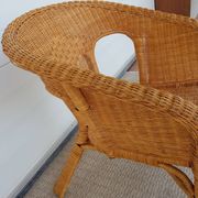 Fauteuil ancien années 50 60 en bambou rotin et osier vintage