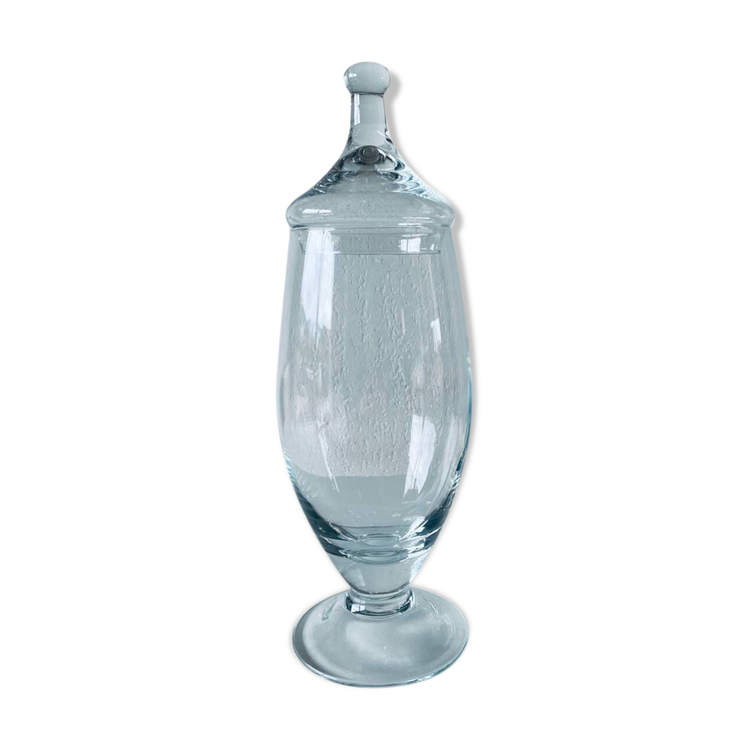 Large apothecary-shaped glass bottle