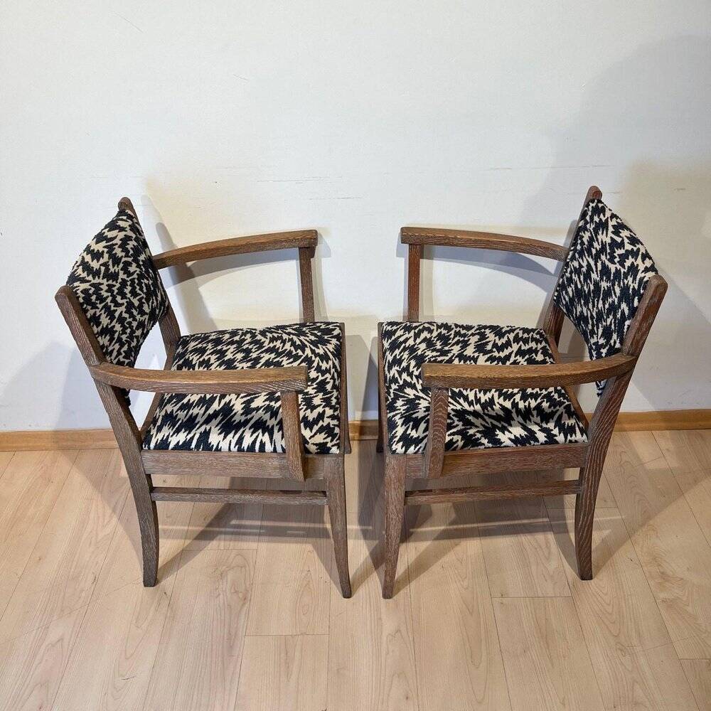 Art Deco Armchair in Limed Oak by De Coene Fères, 1935