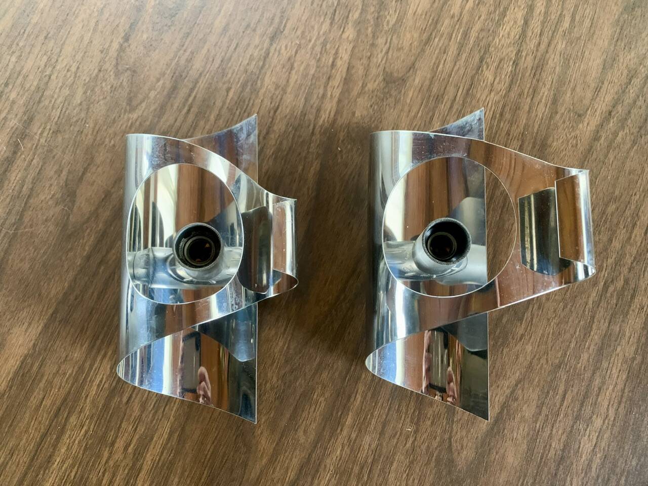 Pair of vintage chrome wall lights, circa 70's