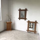 Pair of large vintage bamboo mirrors, 1970s