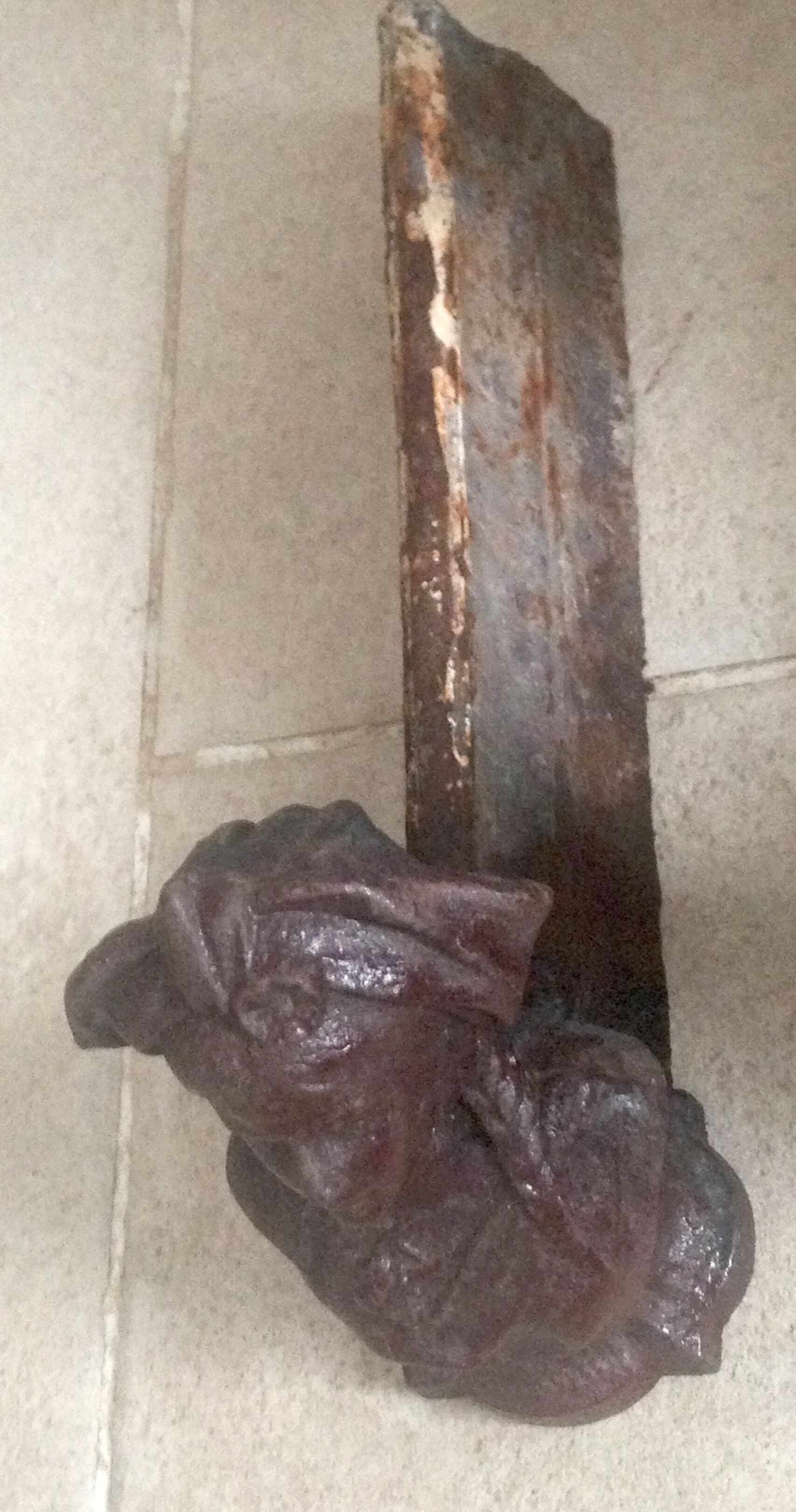 Pair of old andirons, Alsatian busts