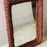 Vintage rattan wall mirror