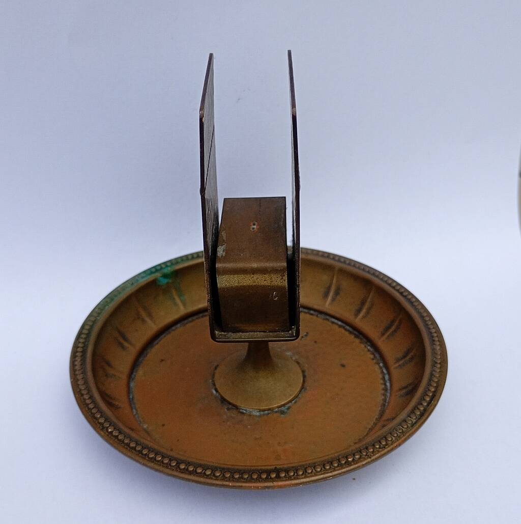 1920s Art Deco Hand-Hammered Brass Matchbox Holder & Ashtray by WMF
