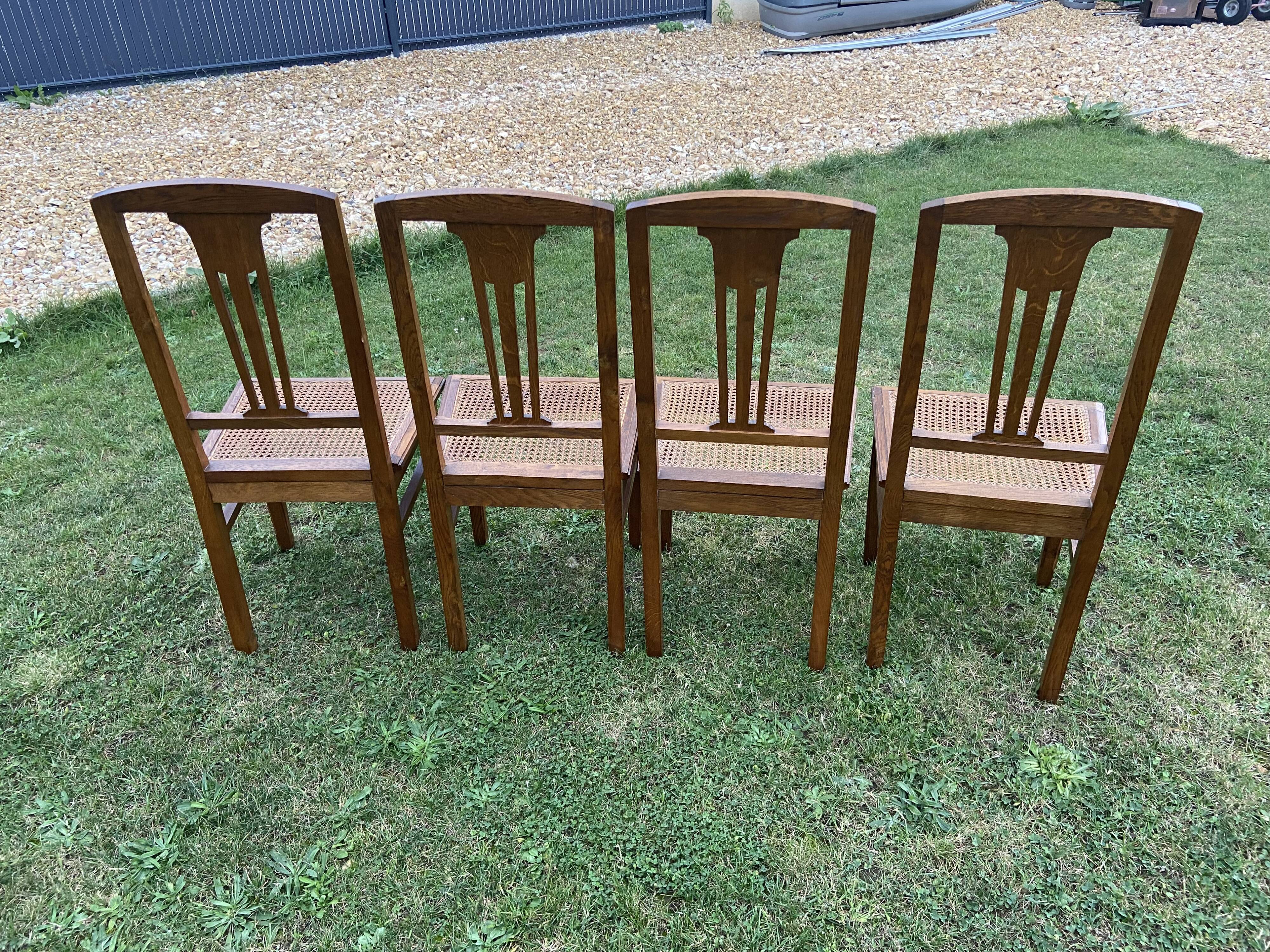 Set of 4 old cane chairs