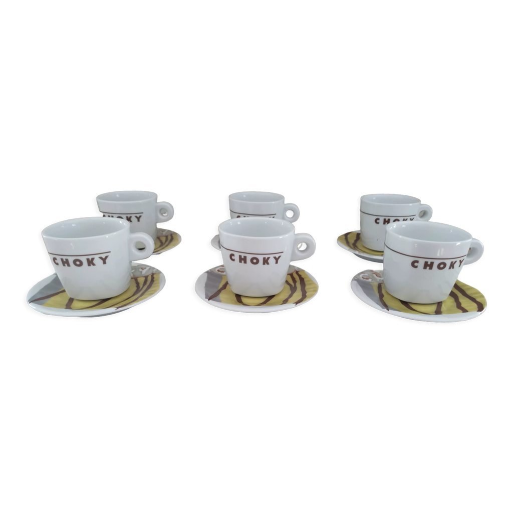 Lot De 6 Tasses à Chocolat CHOKY Avec Sous-tasses - Neuves - Blanc