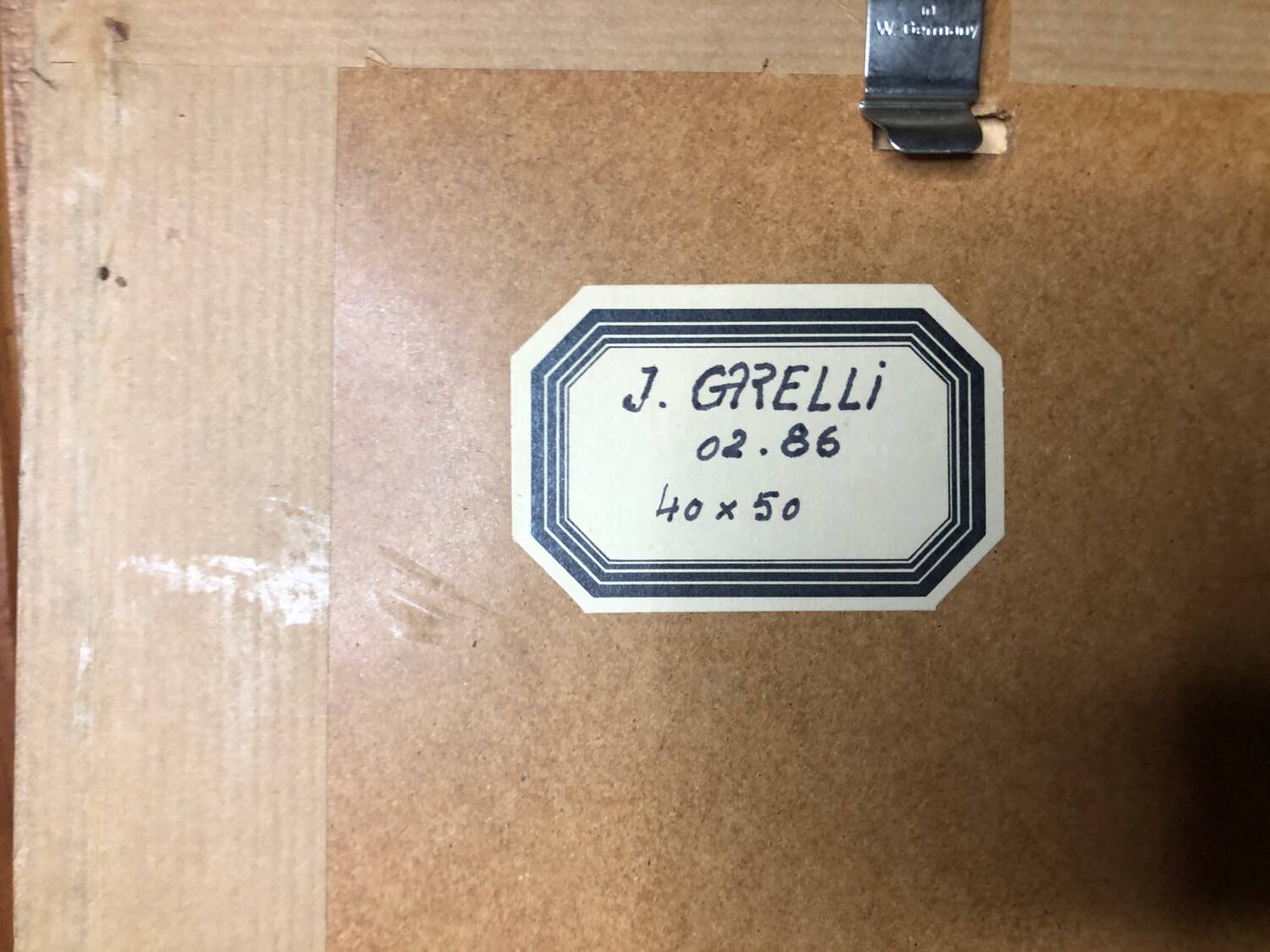 Painting j. garelli winter landscape 01/86 under glass + wood frame