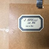 Painting j. garelli winter landscape 01/86 under glass + wood frame