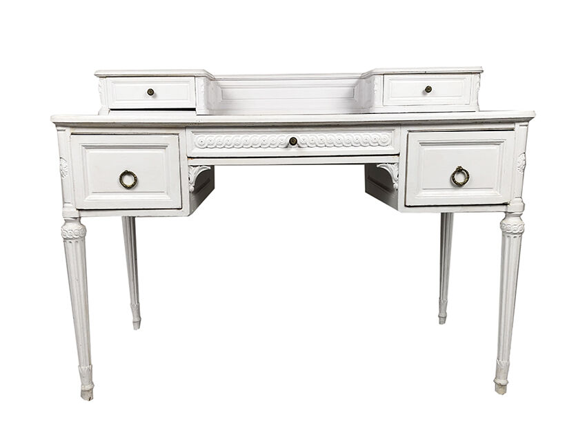 Louis XVI-style tiered desk lay white