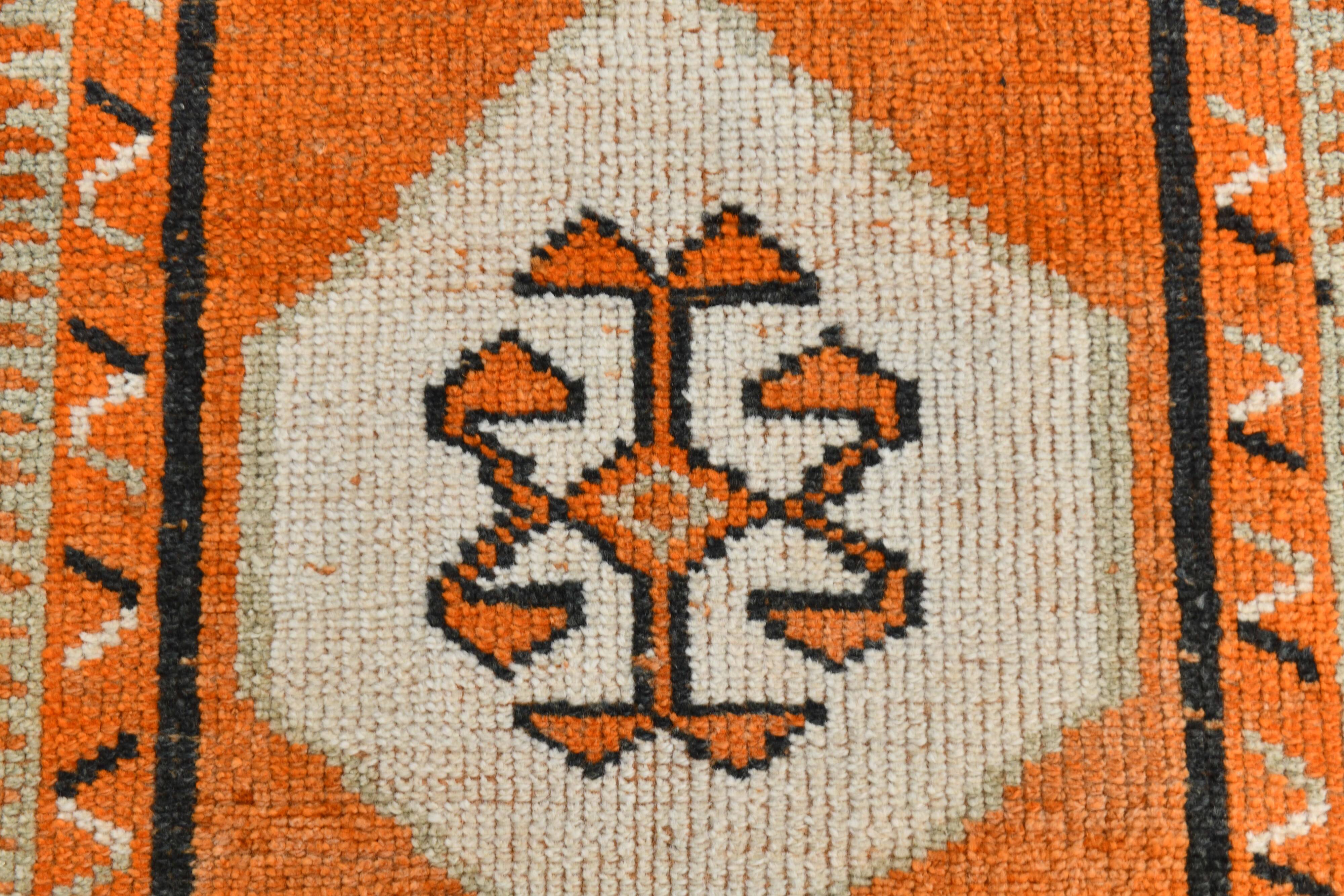 Beige & Orange Vintage Runner Rug, 83x383Cm