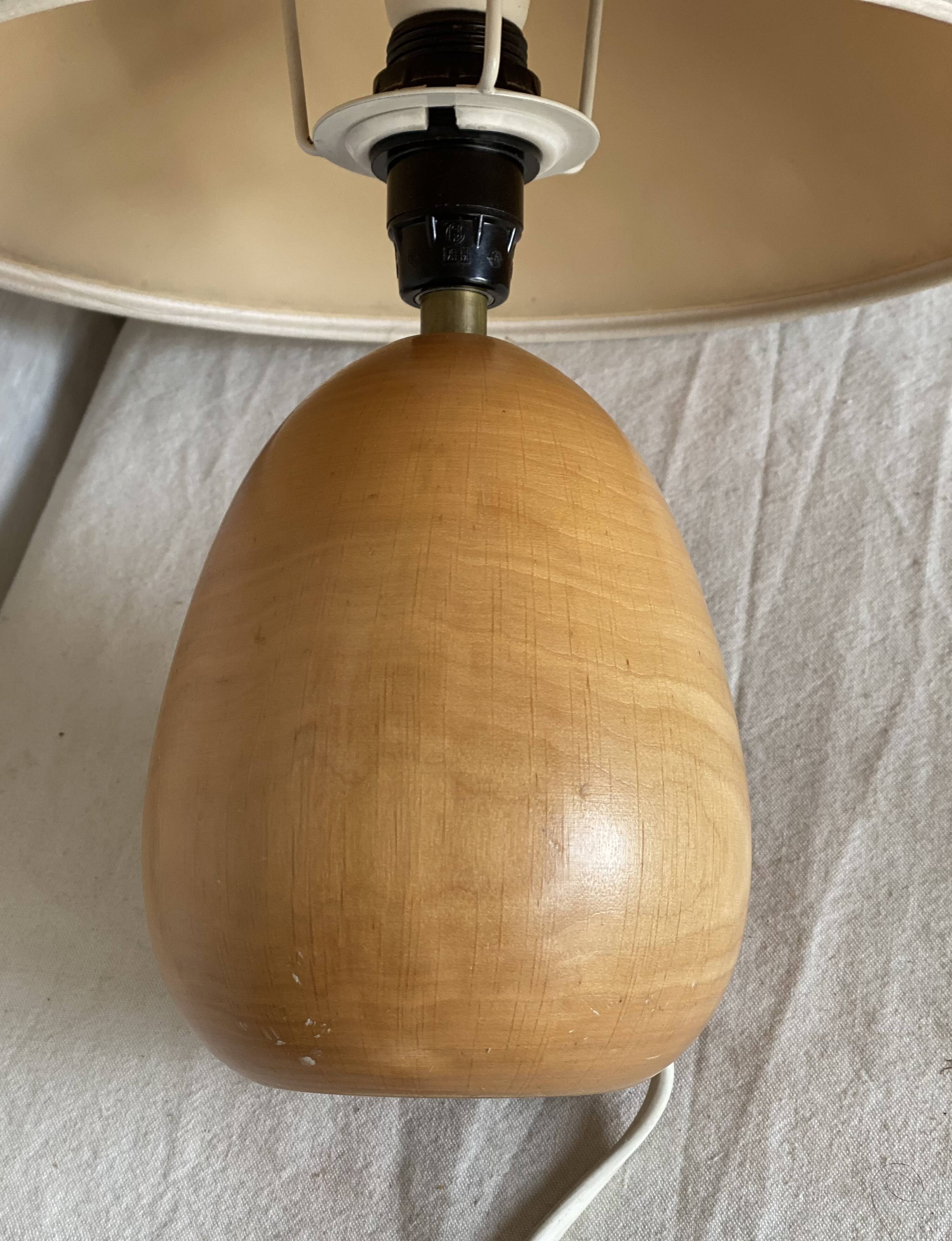Vintage turned wooden lamp 1970
