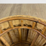 Braided wicker pouf from the 70s