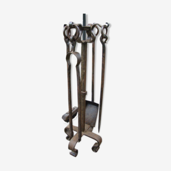 Old wrought iron fireplace accessories