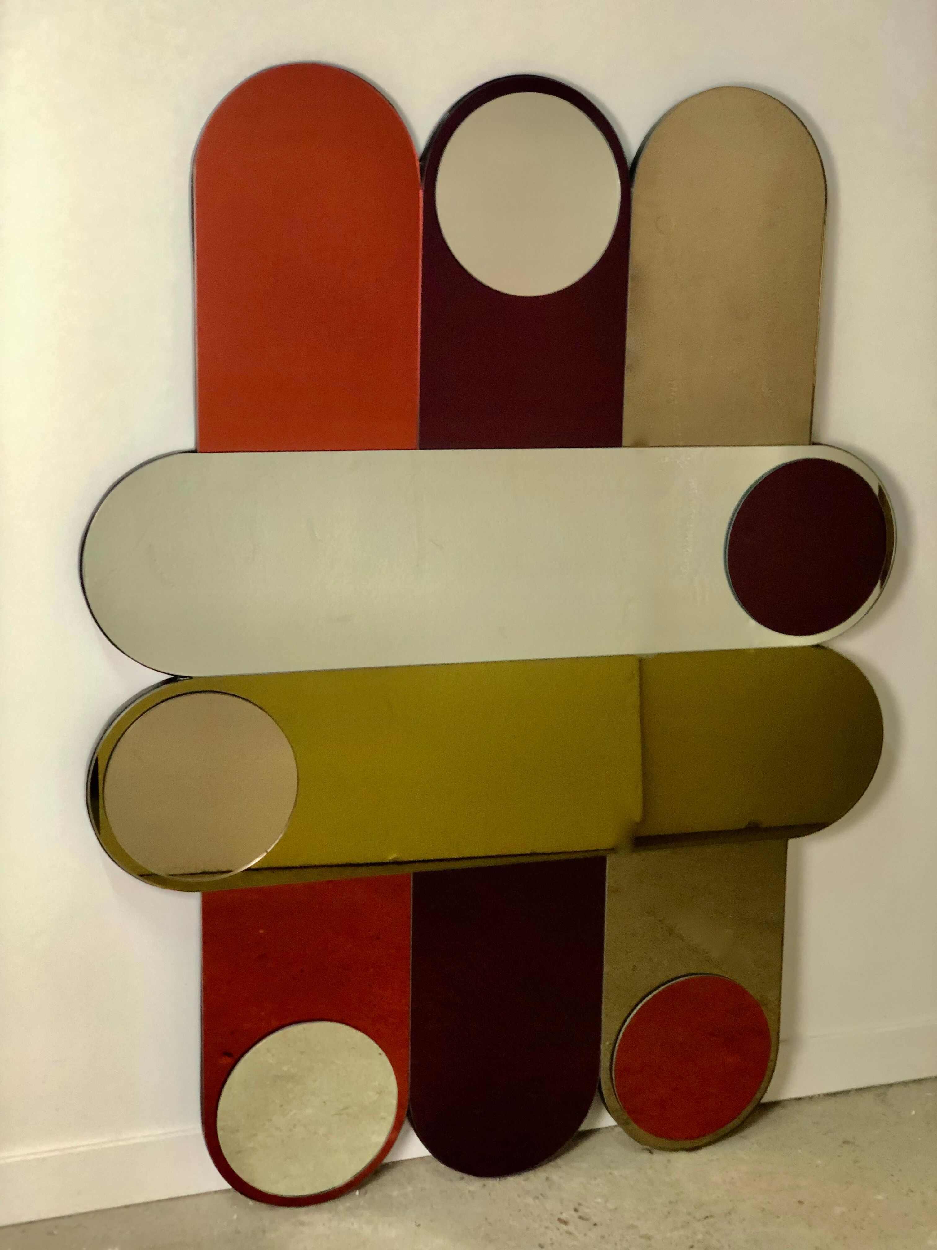 Miroir style 70'S en verre miroir fumé coloré